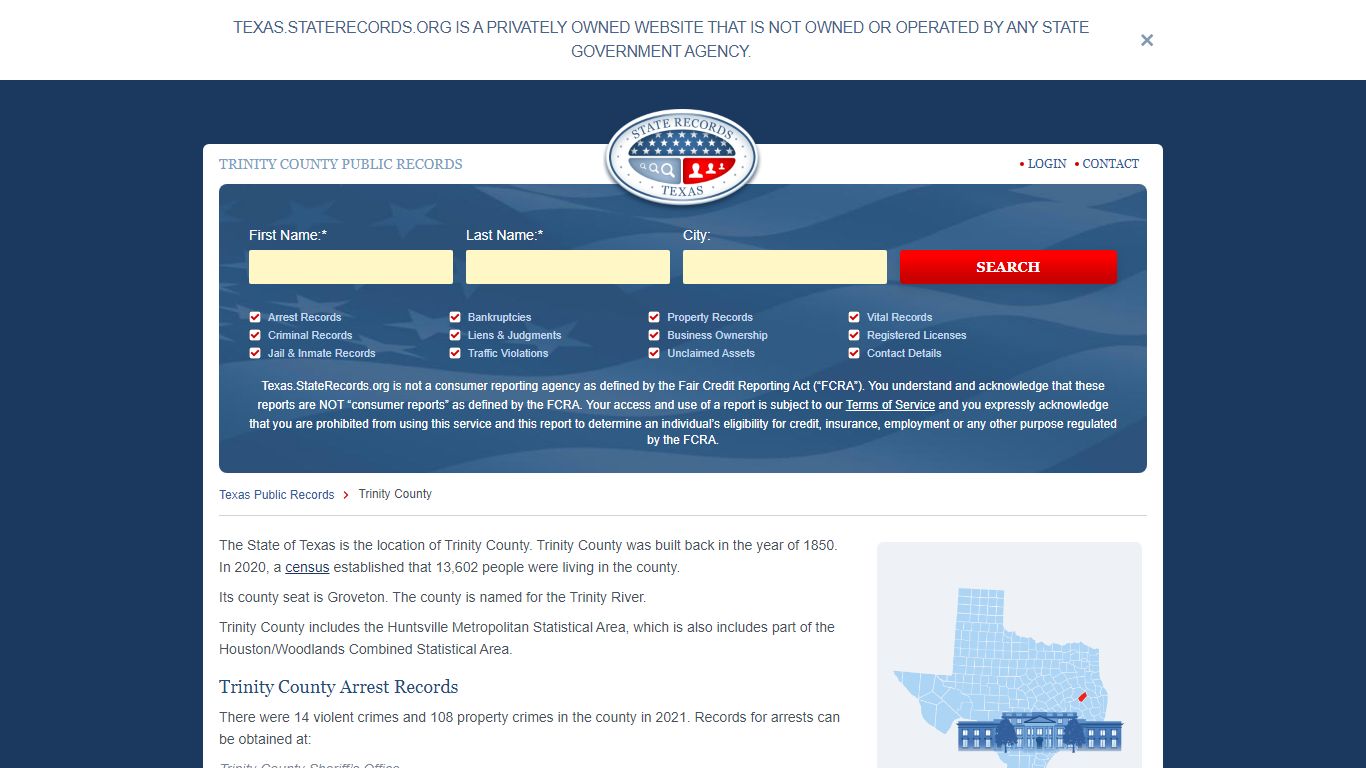 Trinity County Arrest, Court, and Public Records | StateRecords.org