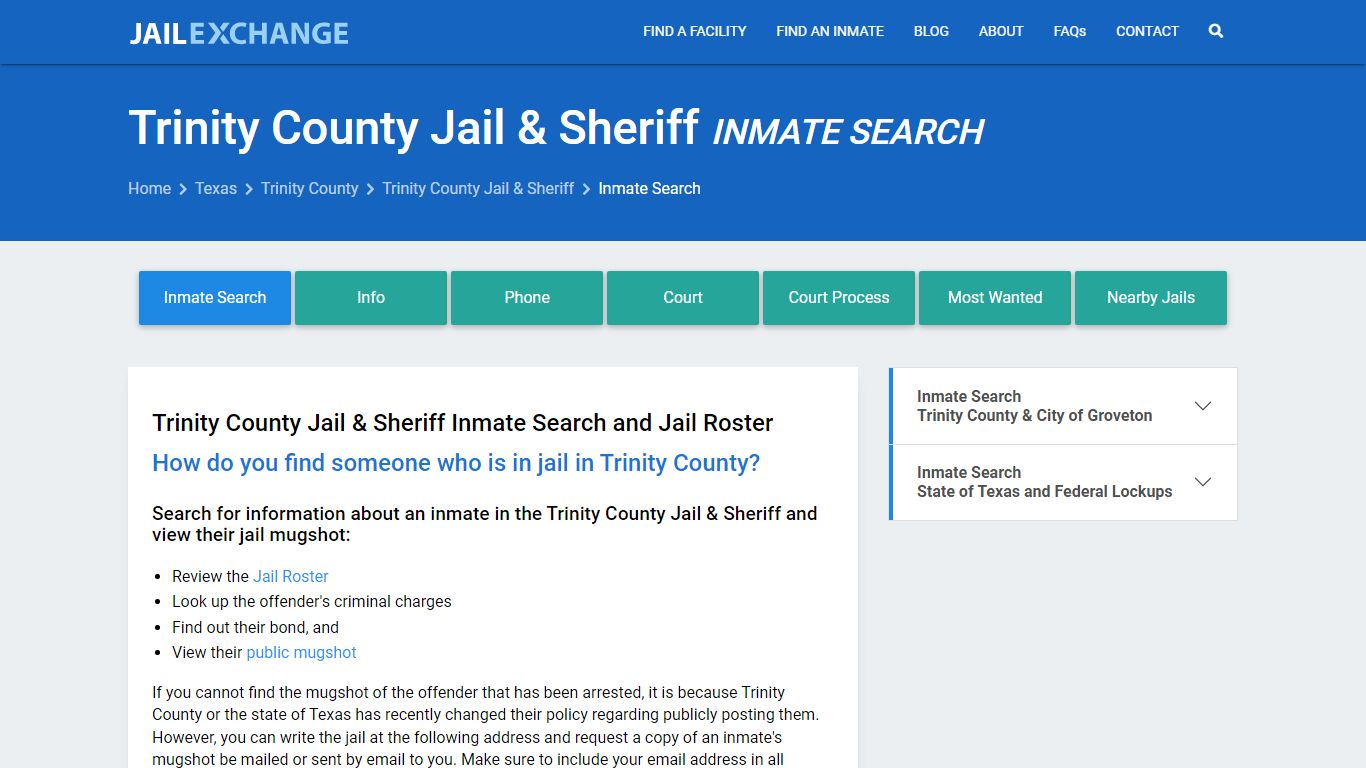 Trinity County Jail & Sheriff Inmate Search - Jail Exchange